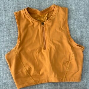 Vibrant Orange Zip-Up Crop Top